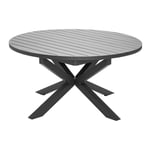 Table de jardin ronde en aluminium gris avec allonge papillon Palma - Jardiline