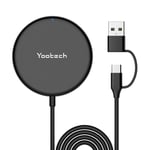 yootech Magnetic Wireless Charger, Mag-Safe Wireless Charger Pad, Charging Cable with Type C&USB A Port Compatible with iPhone 13 12 11 Mini Pro Max, AirPods Pro