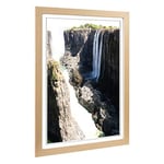 Big Box Art Framed Print of Africa Zambia Victoria Falls Waterfall Design | Wall Art Picture | Home Decor for Kitchen, Living Room, Bedroom, Hallway, Oak, A2 / 24.5x18 Inch / 62x45cm