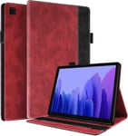 Coque Samsung Tab A7 2022/2020 10.4" Housse En Cuir Pu Portefeuille Fente Pour Carte Etui Coque Tablette Pour Samsung Galaxy Tab A7 10.4 Pouces Sm-T500/T503/T505/T509 - Rouge