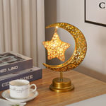 Guld Ramadan Moon Led Lamp Dekor Hem Ljus Dekoration C