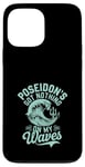 Coque pour iPhone 13 Pro Max Poseidon Dieu de la mer Océan Trident et vagues Illustration