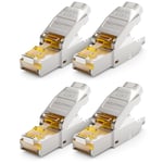 4x Prise Réseau CAT 7 RJ45 Sans Outil Blindée 10 Gbit/s 600 MHz Prise Réseau Pour Câbles de Pose Rigides Câbles Bruts Prise RJ45 Ethernet LAN DSL Câble de Brassage