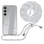 For Samsung Galaxy S24 Phone Case With Hanging Cord Chain White / Silver