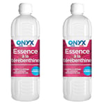 Onyx - Essence à la Térébenthine - Diluant Peinture et Vernis à l’Huile, Accélère le Séchage des Peintures, Entretient les Sols et Bois - Fabrication Française - 1L (Lot de 2)