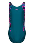 Girls Hyperboom Splice Muscleback Sport Swimsuits Blue Speedo