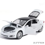 1:32 Tesla Model S Legering Bilmodell Diecast Leksaksbil, Ljud och Ljus Barnleksak Pojk Leksak (Boxad) Model S White