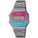 Casio Unisex 37.00mm Quartz Watch with Two Tone Digital dial and Silver Metal Bracelet Strap A168WERB-2AEF