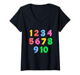 Womens Math Numbers Learning Tshirt | Best Preschool Education Gift V-Neck T-Shirt