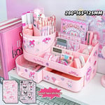 Kawaii Sanrio Kuromi Roterande Låda Pennhållare Förvaringslåda Organizer Stor Kapacitet Skrivbord Söt Multifunktionell Förvaringsställ Skrivbordsorganisatörer pink send stickers