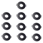 Wonderlamp 10 pcs Spot Encastré Rond classique avec support d'ampoule GU10, Angle d'inclinaison 30°, Ø9,3x2,5 cm, Noir