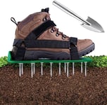 Ohuhu Lawn Aerator Shoes with Stainless Steel Shovel, Free-Installation Aerating Shoes with Hook & Loop Straps, Heavy Duty Spiked Aerating Sandals, Universal Size for Yard Patio Garden Grass Lawn