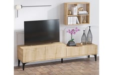 Poderas Tv-benk 180 cm - Natur/Hvit TV-benk & mediabenk Hvit,Natur