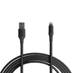 Amazon Basics Câble de chargement USB-A vers Lightning ABS, chargeur certifié MFi pour Apple iPhone 14 13 12 11 X Xs Pro, Pro Max, Plus, iPad, 3 m, Noir