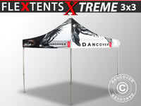 Snabbtält Depåtält Easy-up tält Eventtält Partytält FleXtents Xtreme 50 med fullt digitalt tryck, 3x3m