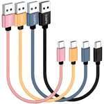 Lot de 4 câbles USB C de 0,3 m,charge rapide USB A vers USB C,cordon en nylon tressé,compatible avec Samsung Galaxy A10e A20 A20S A51,S20 S10 S9 S8,Note 10 9 8,Moto G7 G8,Pixel 3,LG V30