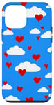 Coque pour iPhone 12 mini valentines coeurs nuages ciel amour romantique fantaisiste mignon