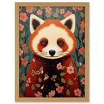 Artery8 Red Panda Cute Tree Blossom Kids Bedroom Artwork Framed A3 Wall Art Print