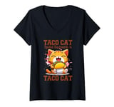 Womens Taco Cat Spelled Backwards Is Taco Cat V-Neck T-Shirt