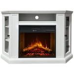 Divina Fire - Cheminée électrique d'angle au sol en bois Blanc L126 x P78 x H83 Madison Couleur: Blanc