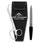 ASM® Nail Scissors + Nail File Long Handled Sharp Nail Clippers Cutters for Fingernail & Toenail Extra Long Thick Toe Nail Scissors Clippers Cutters Chiropody Podiatry Pouch