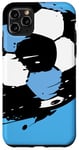 Coque pour iPhone 11 Pro Max Maillot de football bleu clair et blanc avec ballon de football