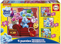 Educa - Blue'S Clues Puzzles, Lot De 4 Puzzles Progressifs Pour Enfants De 12 À 25 Pièces. Taille Approximative Une Fois Assemblé : 16 X 16 Cm. Composé De Grandes Pièces. Recommandé Plus 3 Ans (19398)