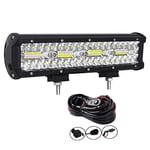 AUXTINGS 30 cm 240W Triple rangée 8D Barre LED Barre lumineuse Rampe LED de Travail Spot Inondation Combo Faisceau + kit de harnais de câblage DC 12V-24V 6000K pour Offroad Véhicules 4x4 ATV Utvs