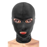 Cagoule BDSM noire en Spandex Yeux et Bouche ouverts - Fetish Tentation