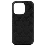 Coach: Leather Slim Wrap Case for iPhone 14 Pro Max - Black Signature Pebbled Leather