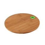 axentia Planche à Découper, Planche de Cuisine en Bambou avec Anneau en Silicone pour Accrocher, Ø env. 25 cm, Hauteur env. 1 cm, Couleur Bois/Vert