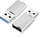 Usb C Female To Usb 3.0 Male Adapter 2pack,5gbps Gen 1 Type C Charger Plug Power Converter With Apple Samsung Galaxy Note 10 S20 S21 S22,Z Fold Flip 4¿¿Xiaomi (Argent)