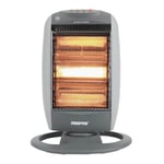 Geepas 1200W Halogen Heater | Instant Heating Energy Efficient Heater with 3 Heat Settings 400/800/1200W| Oscillation Function & Low Running Cost | 3 Bar Compact Radiator Home Office, Grey