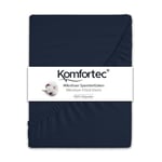 Komfortec Drap-Housse 180 x 200 cm en Microfibre brossée, Bleu