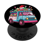 Chapeau de Noël Camion de glace PopSockets PopGrip Adhésif