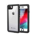 Lanhiem Coque iPhone 8, Coque iPhone 7, Coque iPhone SE 2020/2022 [IP68 Étanche] 360° Full Body Protection, Antichoc Antipoussière Anti-Neige Waterproof Etui Intégrale avec Protecteur d'écran, Noir