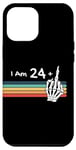Coque pour iPhone 15 Pro Max Skull Vintage Sunset, I'm not 25, I am 24 plus Middle Finger