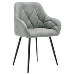 WOLTU Chaise de Salle à Manger, Chaise de Cuisine Rembourrée avec Dossier, Accoudoirs, Pieds en Métal, Chaise Ergonomique pour Salon, Bureau, Coiffeuse, en Simili Cuir Vintage,Gris, EZS03gr-1