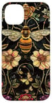 Coque pour iPhone 14 Plus Beau motif abeilles et fleurs noires