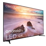 Cecotec TV LED 70" Smart TV A2 Series ALU20070. Résolution 4K UHD, Android 11, Frameless, MEMC, Dolby Vision, Dolby Atmos, HDR10, 2 Haut-parleurs 10W, Modèle 2023