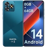 OUKITEL C53 Mobile Phones 2024, 6.6" HD+ Waterdrop Screen Android 14 Phone, 4300mAh Smartphone, 8GB+64GB/1TB Octa Core, 13MP Main Camera, 4G Dual SIM Free Unlocked, Face ID/GPS/3.5mm Jack, Blue