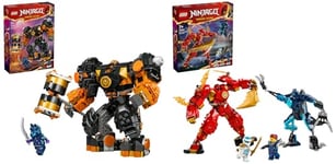 LEGO NINJAGO Kai’s Elemental Fire Mech, Action Figure Building Set from Dragons Rising & NINJAGO Cole’s Elemental Earth Mech, Action Figure Toy, Dragons Rising Building Set