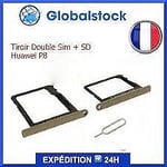 Tiroir Double Sim + SD Carte Mémoire Card Tray Slot pour HUAWEI P8 Or