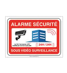 AUA SIGNALETIQUE - Autocollant Alarme sécurité sous vidéo Surveillance 24h/24-150x105 mm, Vinyl adhésif