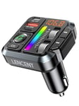 LENCENT Bluetooth 5.3 Car FM Transmitter, Adjustable Treble & Bass Sound Music Player Receiver, Wireless Radio Adapter with PD 20W & QC 3.0 Fast Charger, Hands-Free Calling, Siri Google Assistant