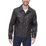 Levi's Men's Faux Leather Classic Trucker Jacket, New Dark Brown, S