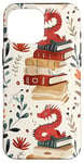 Coque pour iPhone 16 Pro Max Motif de ver de bibliothèque Cute Dragon Books Cottagecore