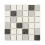 Mosaïque mixte résine & pierre 100 x 50 cm - carreau 5 x 5 cm mixte pierre et résine blanche