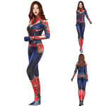 Captain Marvel Cosplay Hero Suit Kvinna Captain Marvel Kostym Halloween Party Klänning Upp BodysuitBY M