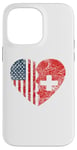 iPhone 14 Pro Max Swiss American Flags Heart | United States Switzerland Roots Case